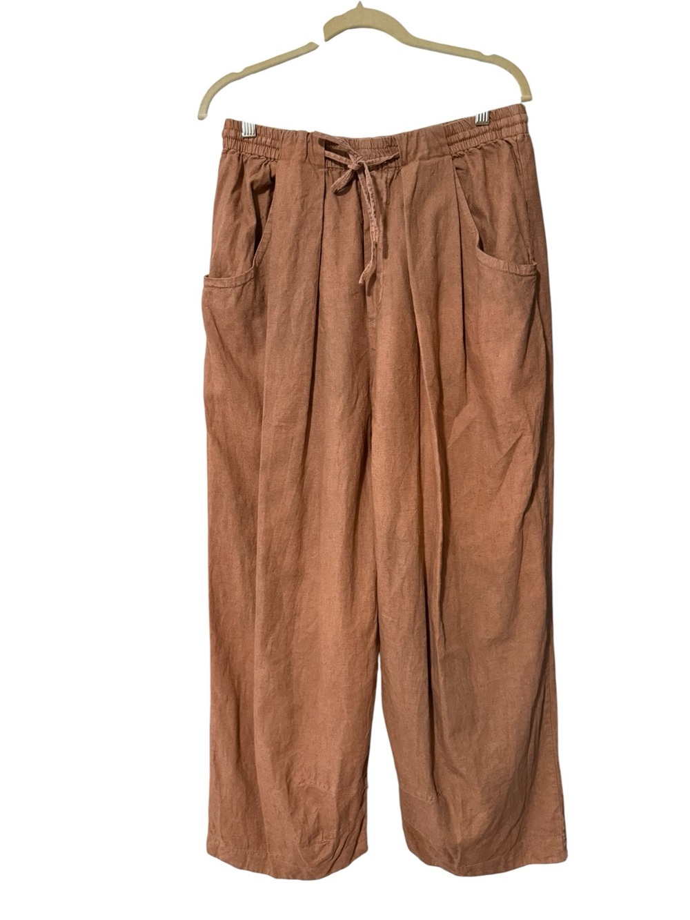 Free People Wide Leg Drawstring Pants in Rust - Picture 2 of 8